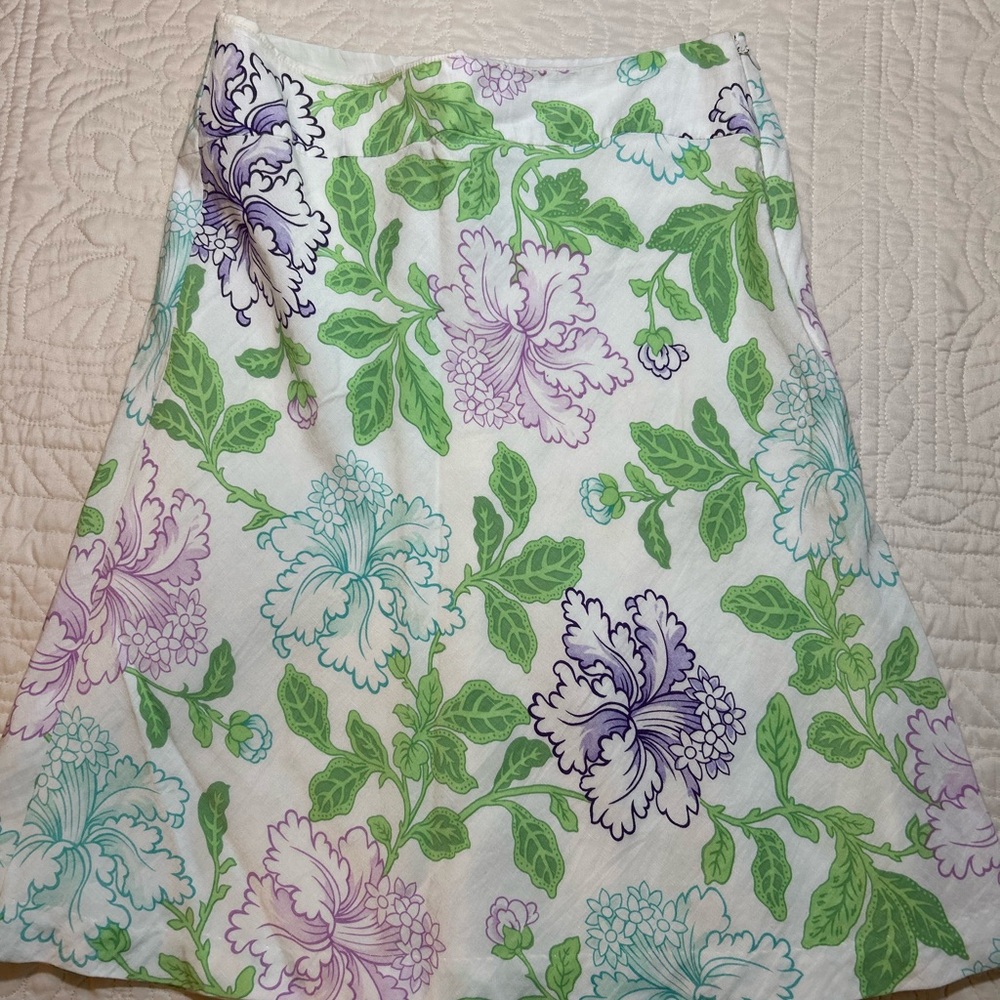 Ann Taylor Loft Vintage Style Linen Floral Skirt Women’s Size 2